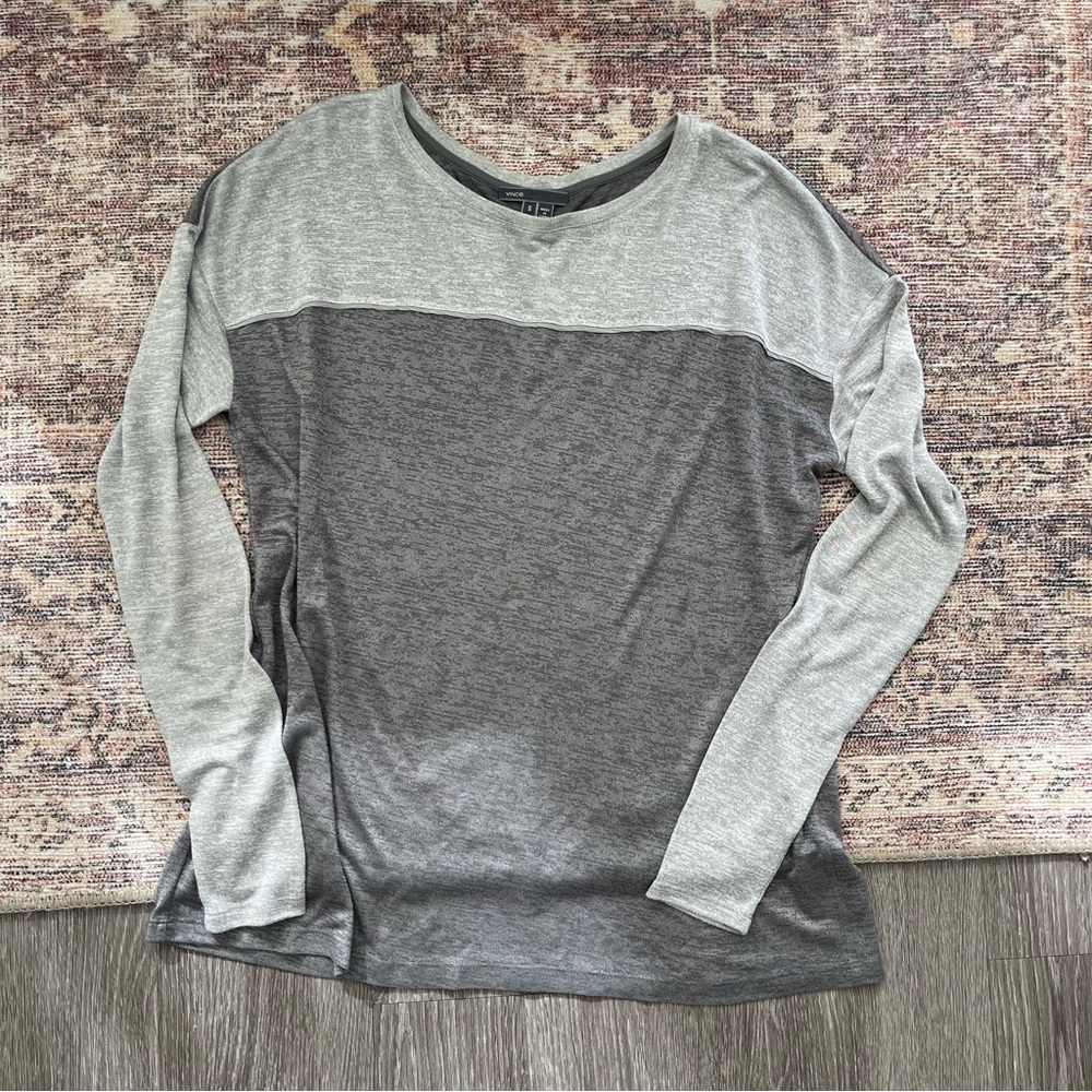 Vince Gray Piping Lightweight Long Sleeve Top